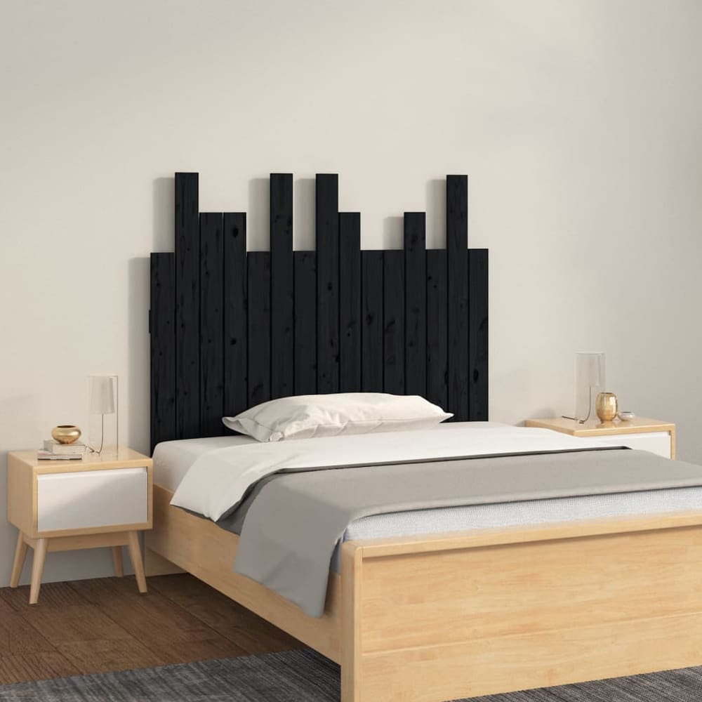 vidaXL Wall Headboard 166x3x80 cm Solid Wood Pine Black