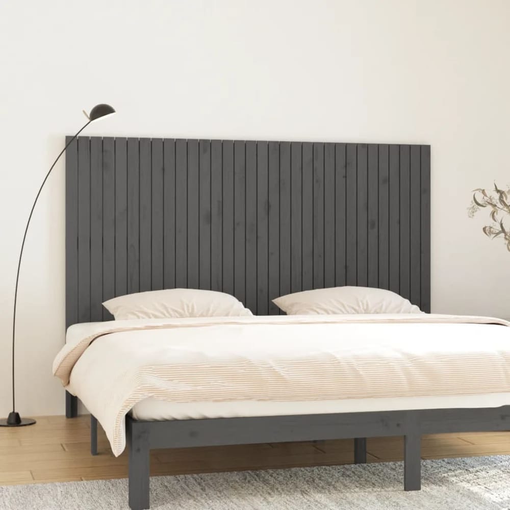 Wall Headboard 108x3x110 cm Solid Wood Pine Grey 204 cm