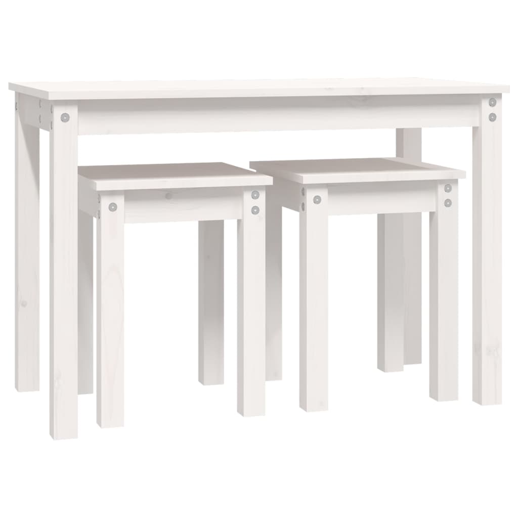 vidaXL Nesting Tables 3 pcs White Solid Wood Pine 6