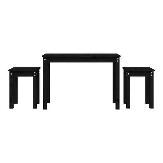 Nesting Tables 3 pcs Solid Wood Pine Black
