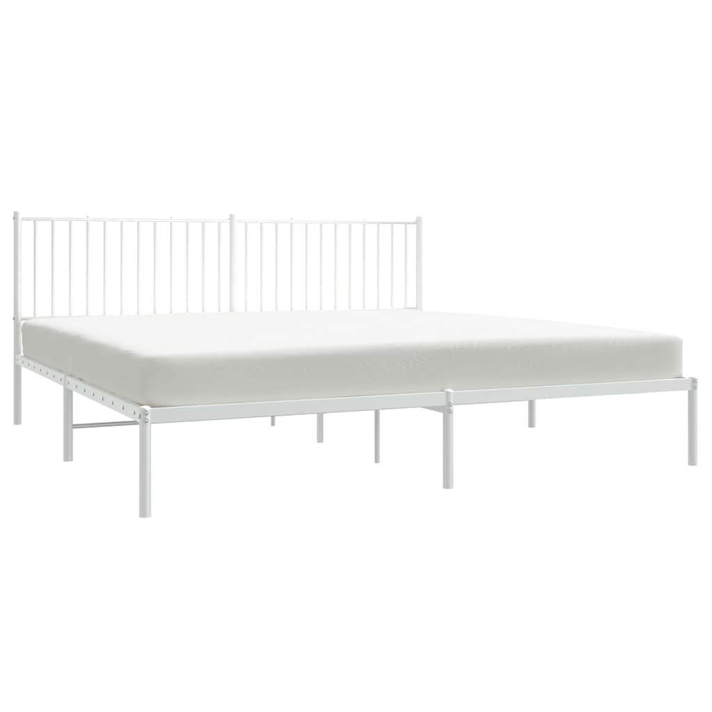 vidaXL Metal Bed Frame without Mattress with Headboard White 193x203cm 6