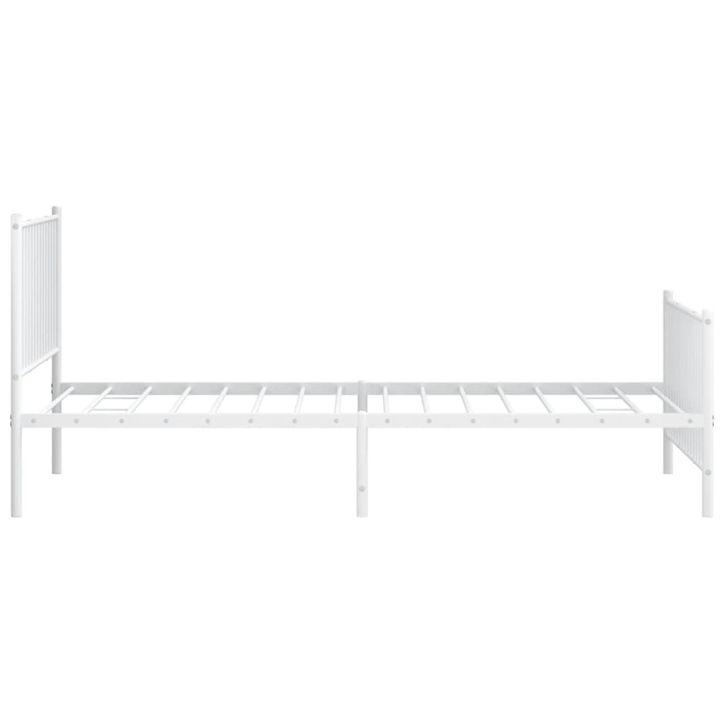 vidaXL Metal Bed Frame without Mattress with Footboard White 107x203cm 6