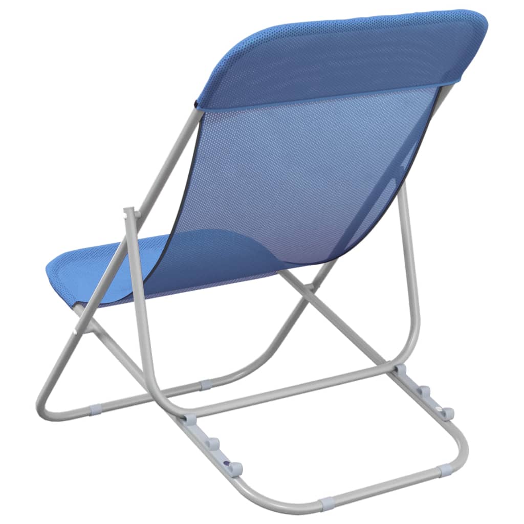 vidaXL Folding Beach Chairs 2 pcs Blue Textilene&Powder-coated Steel 6