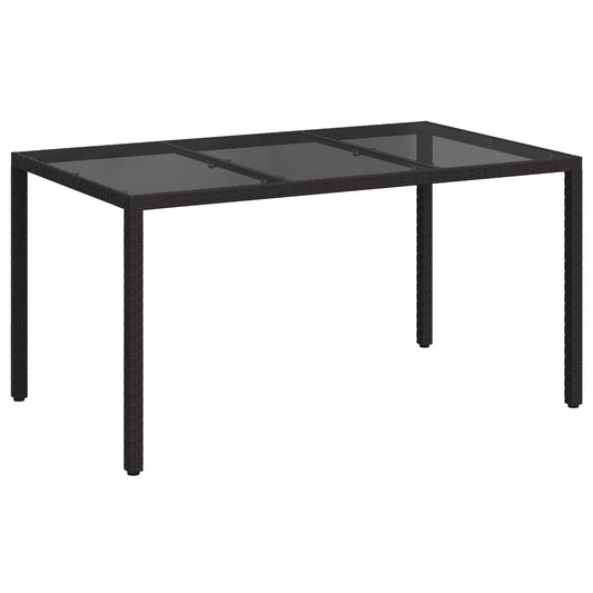 Garden Table Grey 150 x 90 x 75 cm Poly Rattan Depth 90 cm Width 150 cm Black