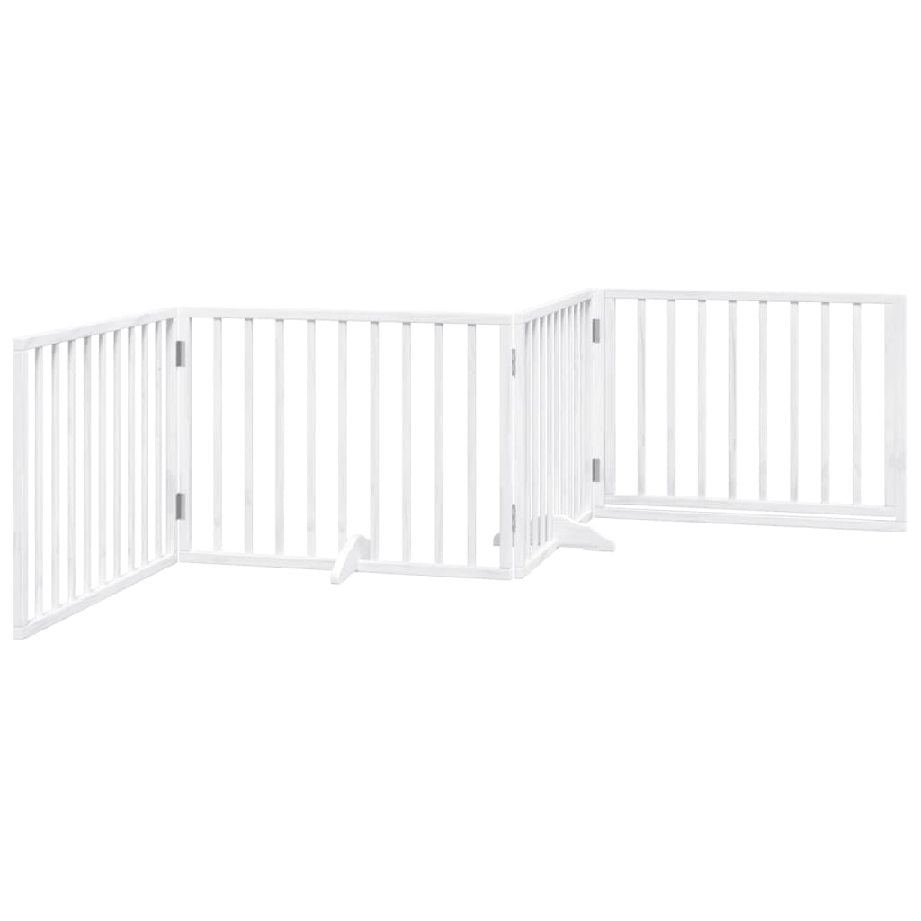 vidaXL Dog Gate with Door Foldable 4 Panels White 320 cm Poplar Wood 6