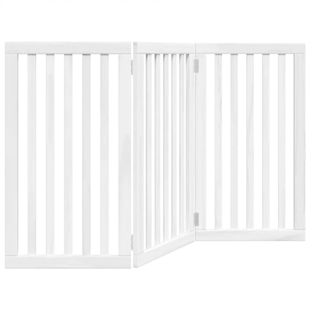 vidaXL Dog Gate Foldable 3 Panels White 150 cm Poplar Wood 6