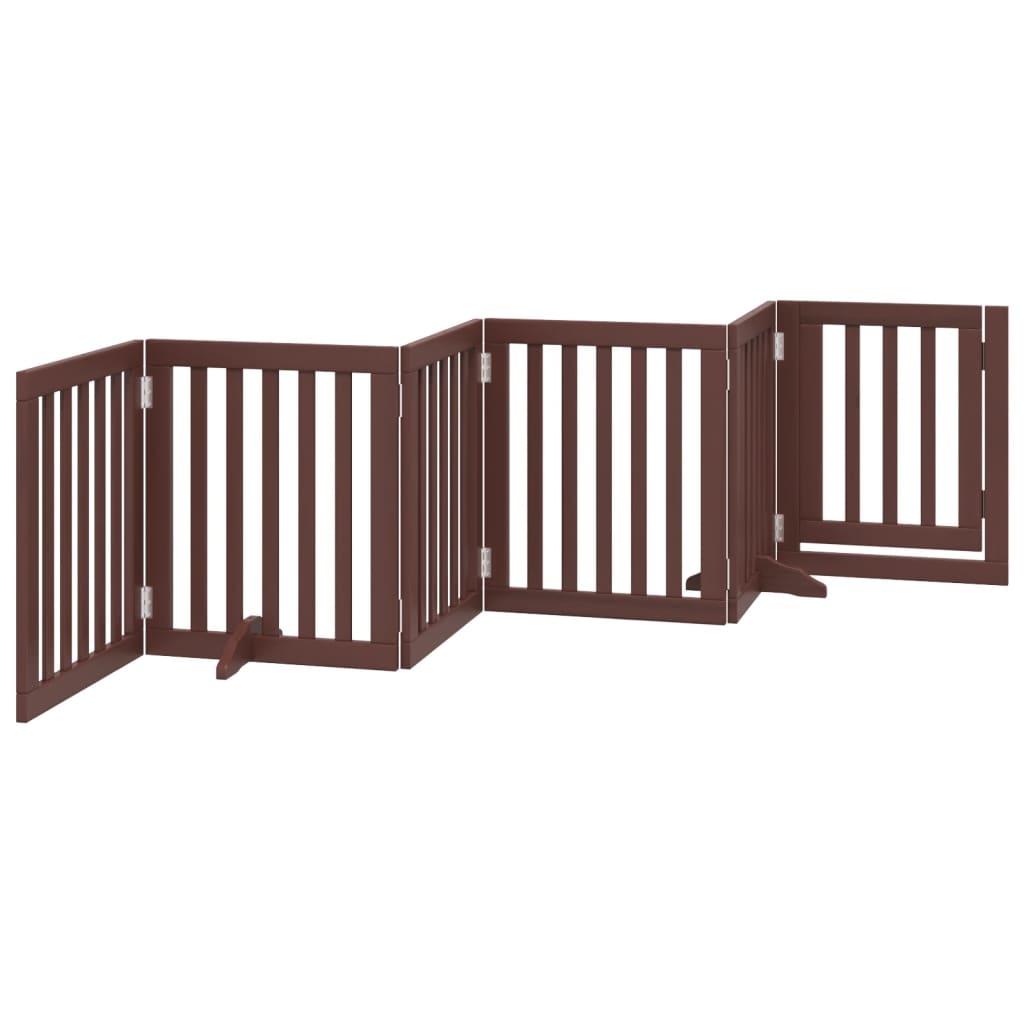 vidaXL Dog Gate with Door Foldable 6 Panels Brown 300 cm Poplar Wood 6