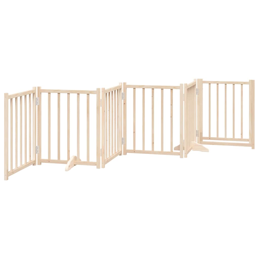 vidaXL Dog Gate with Door Foldable 6 Panels 300 cm Solid Wood Fir 6