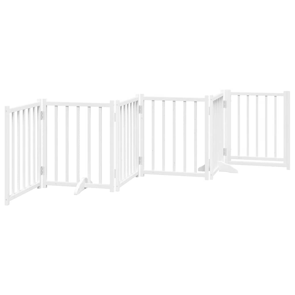 vidaXL Dog Gate with Door Foldable 6 Panels White 300 cm Solid Wood Fir 6
