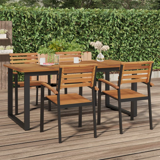 Garden Table Solid Acacia Wood Overhanging Top Design Black 180 cm 90 cm