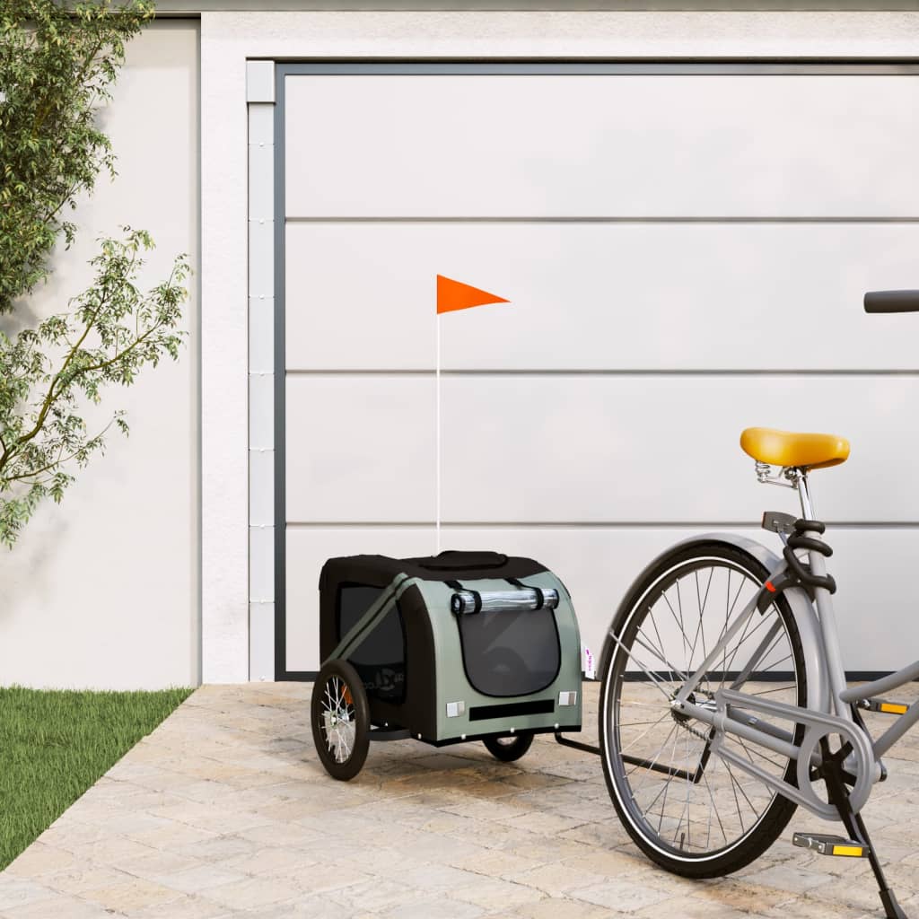 Pet Bike Trailer and Grey Oxford Fabric and Iron Depth 63 cm Grey 125 cm 66 cm