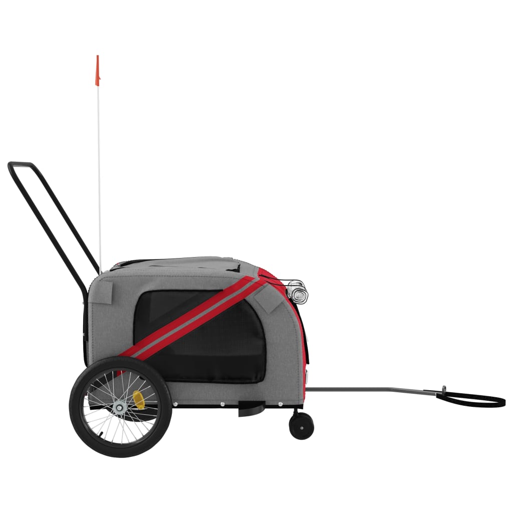 vidaXL Pet Bike Trailer Red and Grey Oxford Fabric and Iron 6