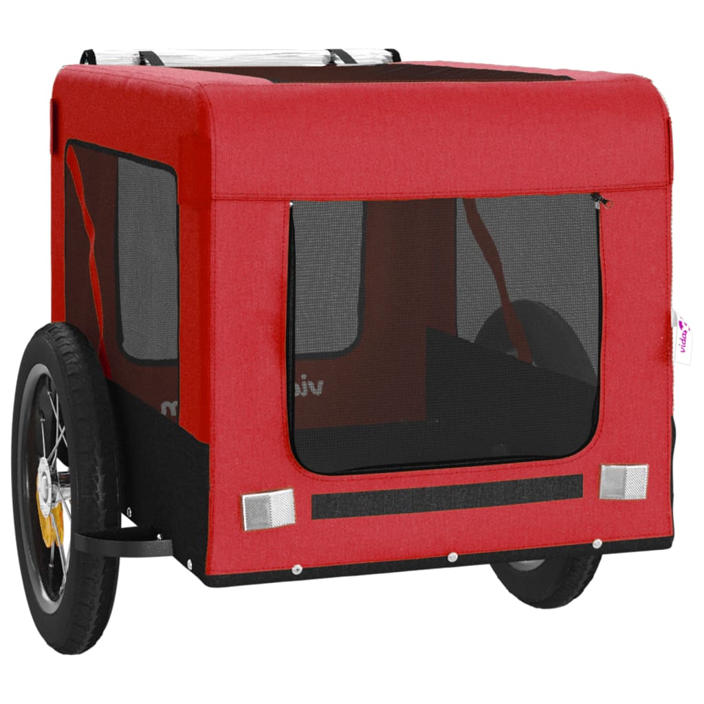 vidaXL Pet Bike Trailer Red and Black Oxford Fabric&Iron 6