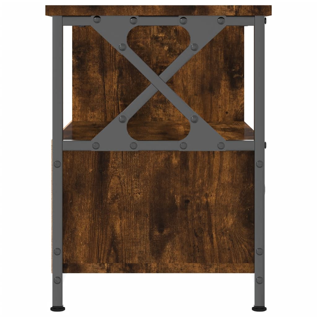 vidaXL TV Cabinet Smoked Oak 90x33x45 cm Engineered Wood&Iron 6
