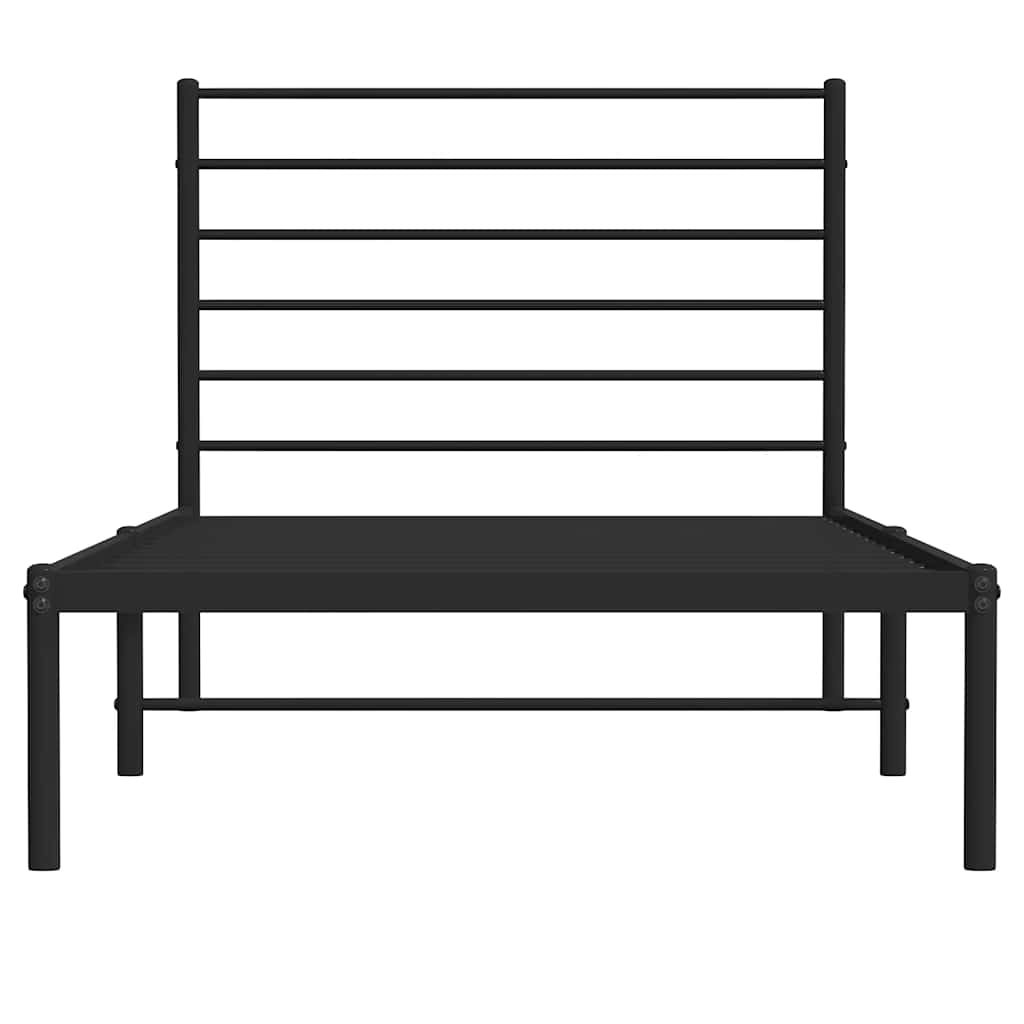 vidaXL Metal Bed Frame without Mattress with Headboard Black 90x190cm 6