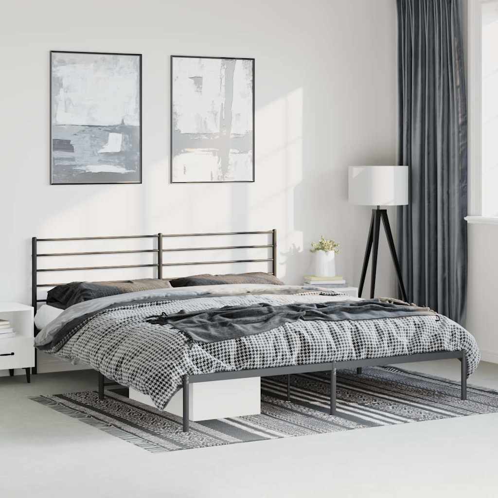 vidaXL Metal Bed Frame without Mattress With headboard Black