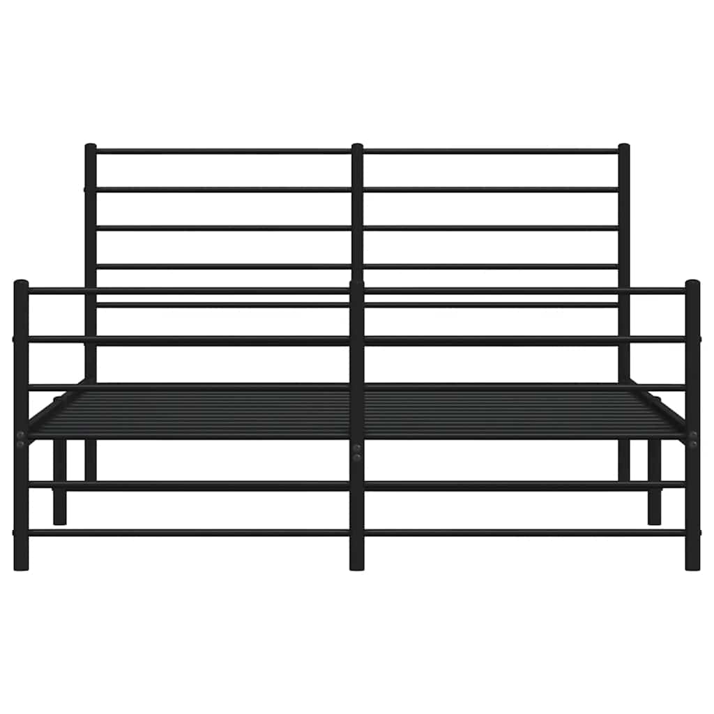 vidaXL Metal Bed Frame without Mattress with Footboard Black 135x190cm 6