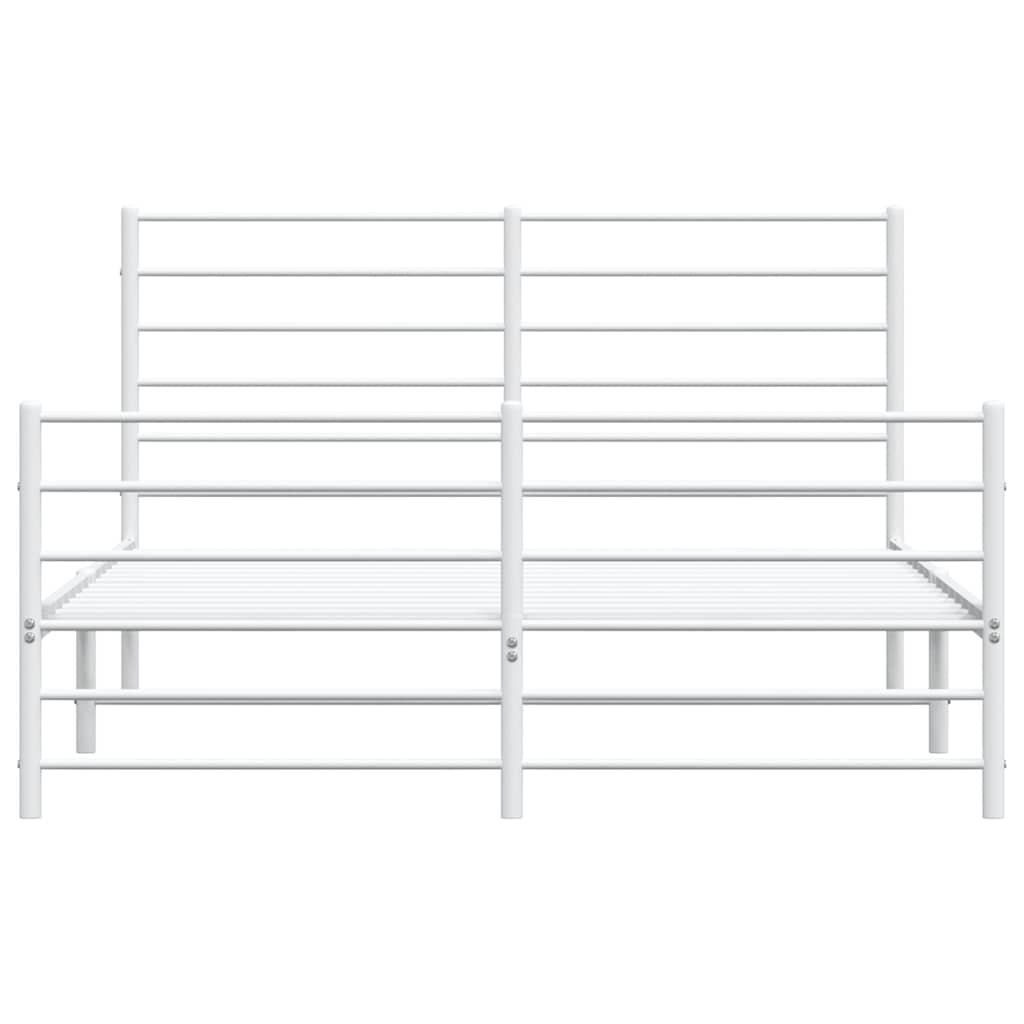 vidaXL Metal Bed Frame without Mattress with Footboard White 120x200cm 6