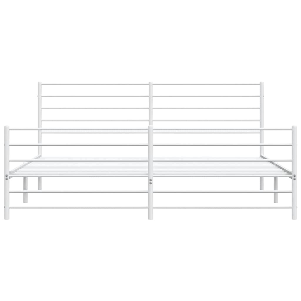vidaXL Metal Bed Frame without Mattress with Footboard White 183x213cm 6