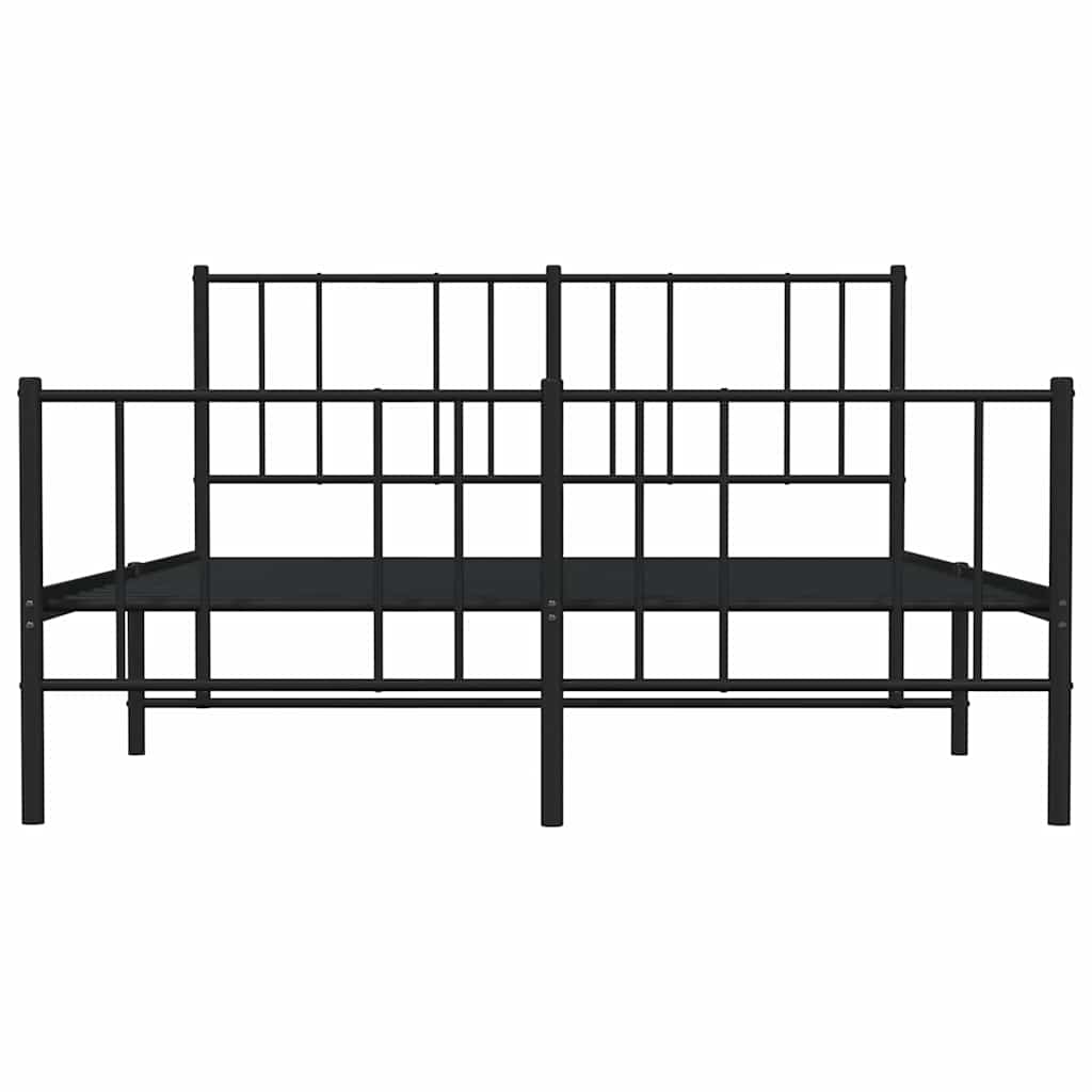 vidaXL Metal Bed Frame without Mattress with Footboard Black 120x200cm 6