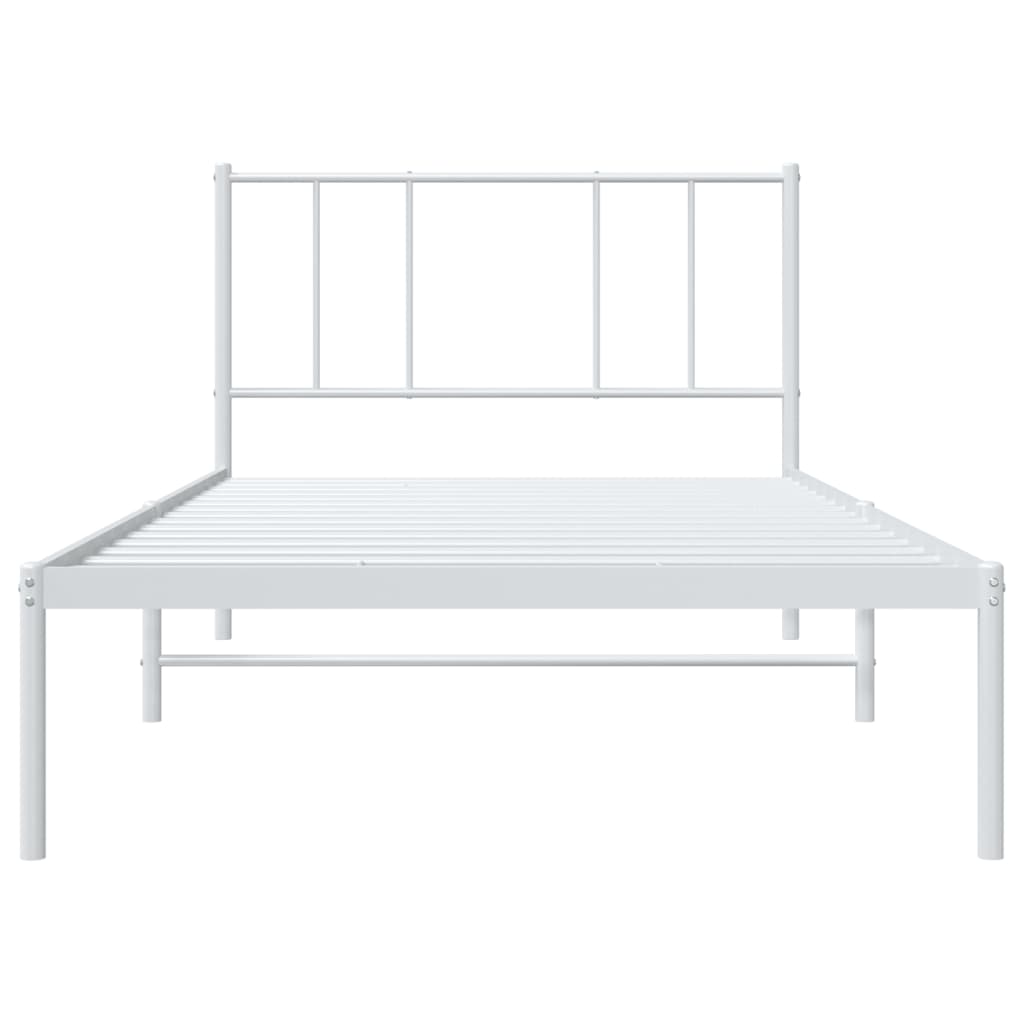 vidaXL Metal Bed Frame without Mattress with Headboard White 100x190cm 6