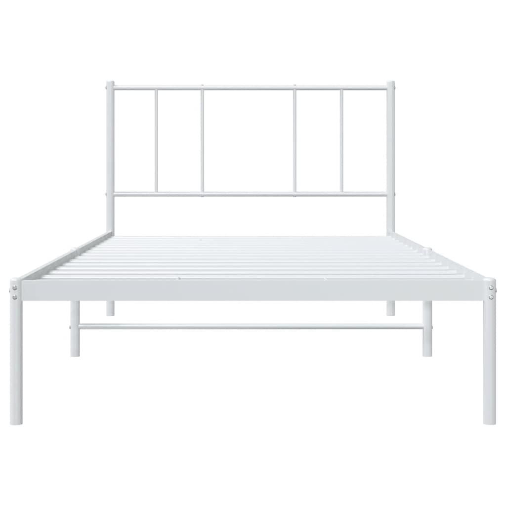 vidaXL Metal Bed Frame without Mattress with Headboard White 100x200cm 6