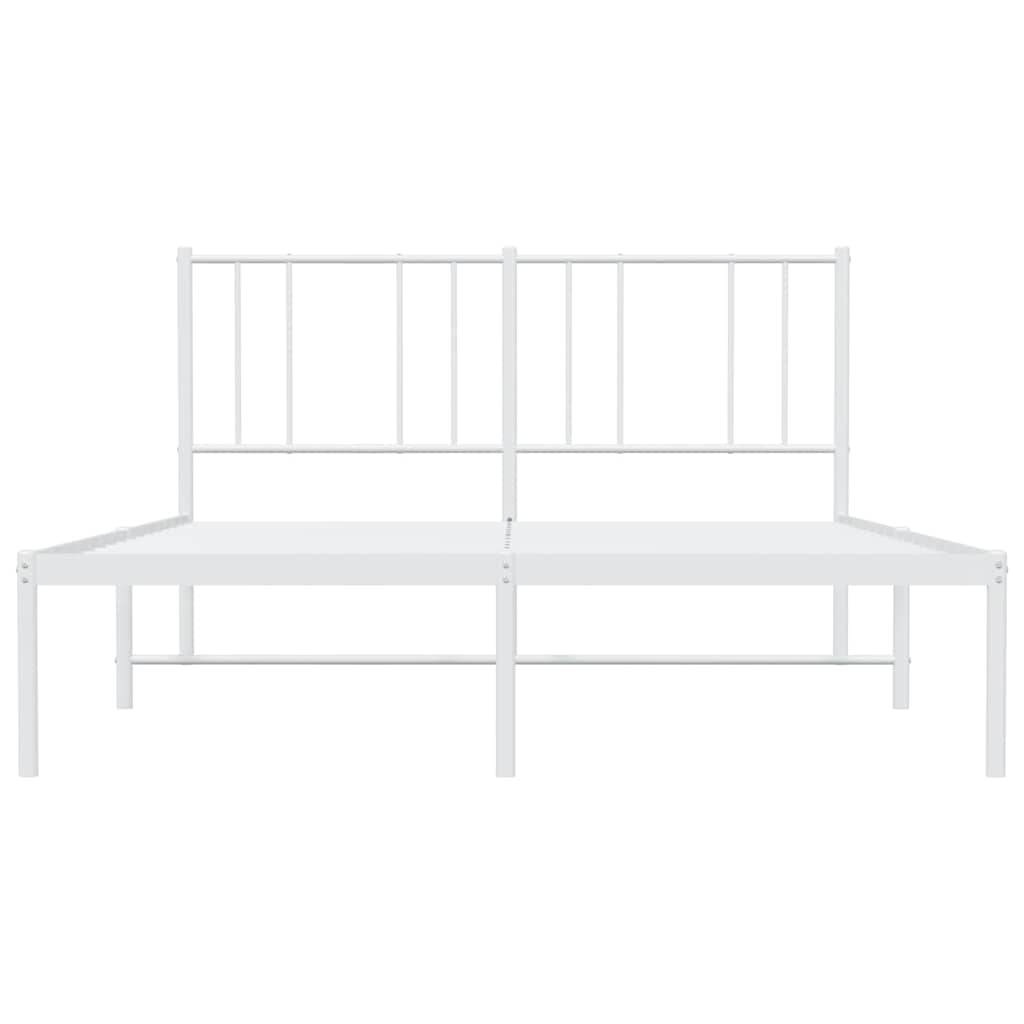 vidaXL Metal Bed Frame without Mattress with Headboard White 135x190cm 6