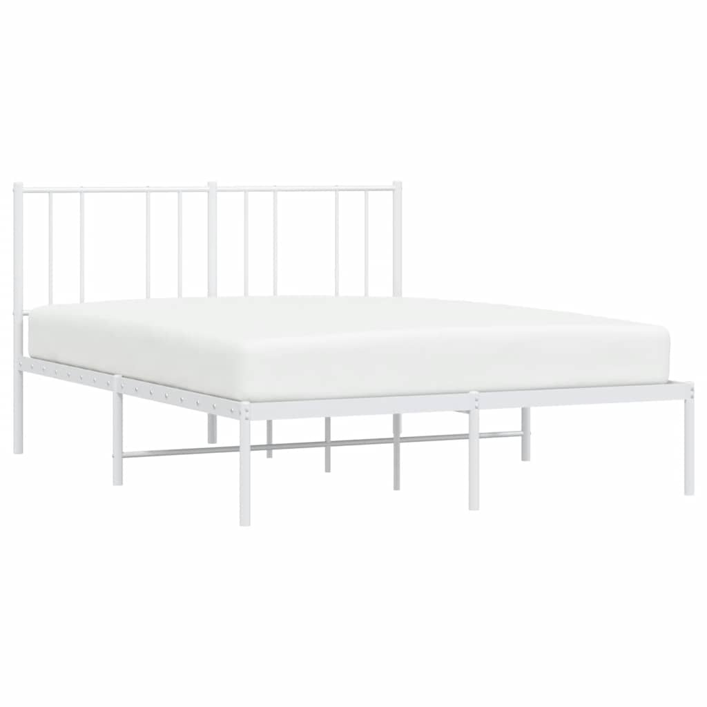 vidaXL Metal Bed Frame without Mattress with Headboard White 150x200cm 6