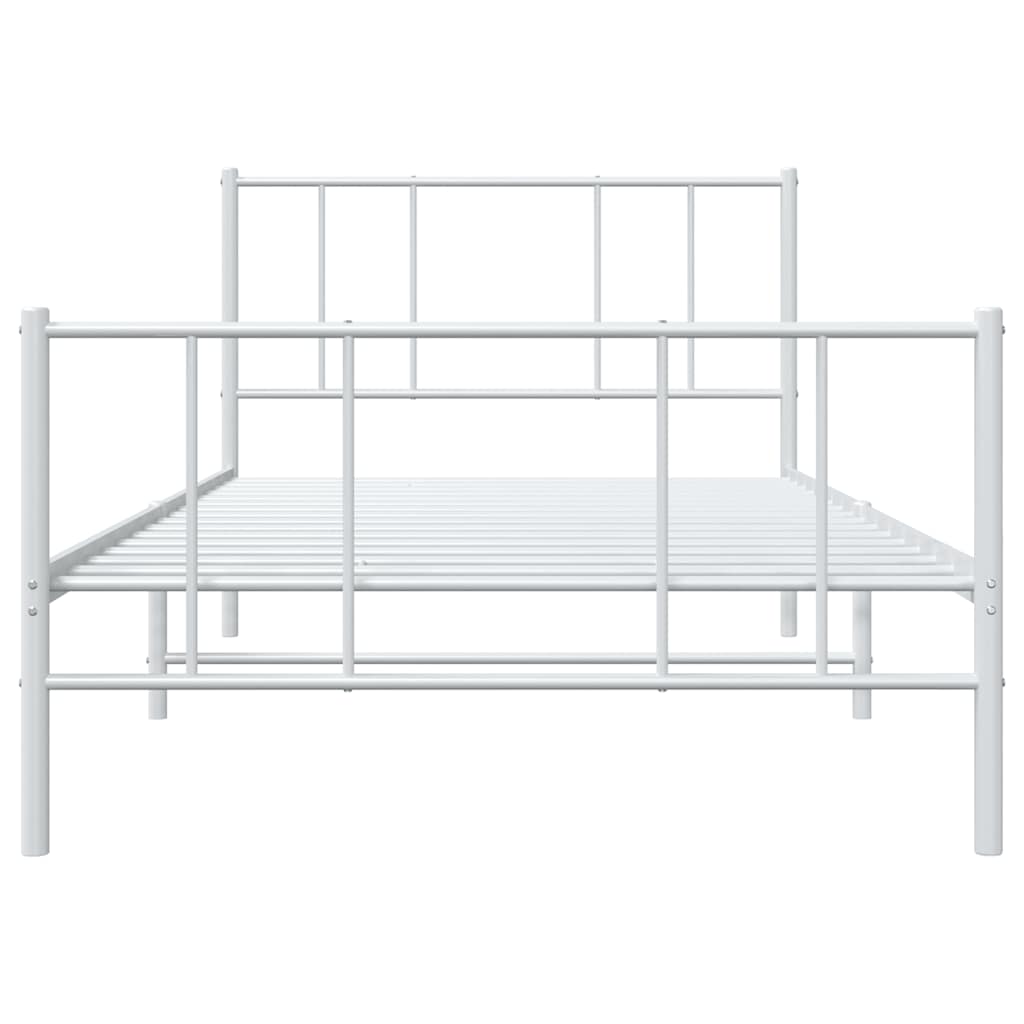 vidaXL Metal Bed Frame without Mattress with Footboard White 75x190cm 6
