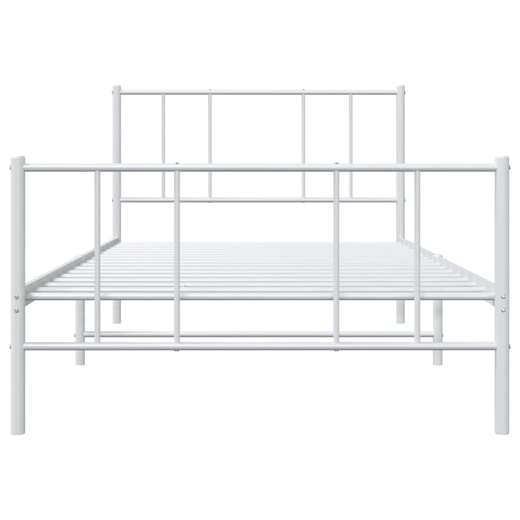 vidaXL Metal Bed Frame without Mattress with Footboard White 90x200cm 6