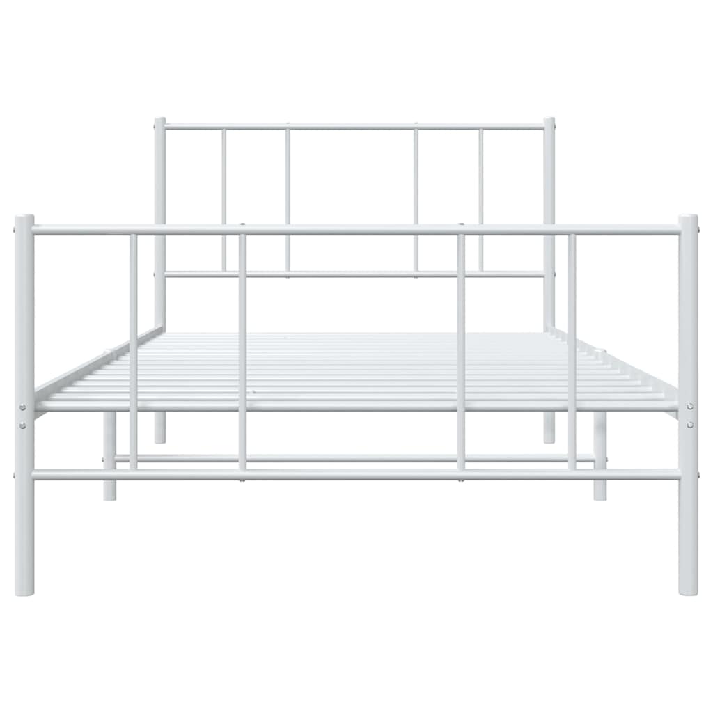 vidaXL Metal Bed Frame without Mattress with Footboard White 100x200cm 6