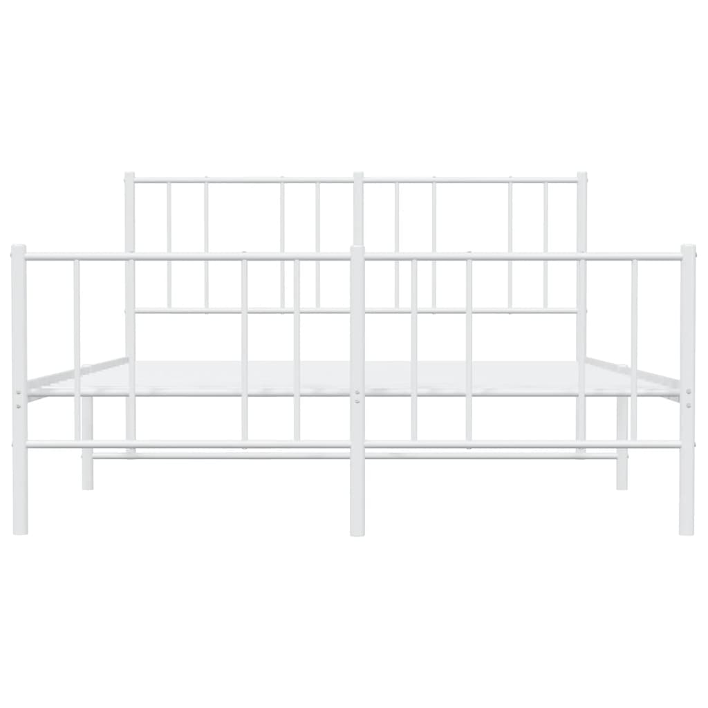 vidaXL Metal Bed Frame without Mattress with Footboard White 120x200cm 6