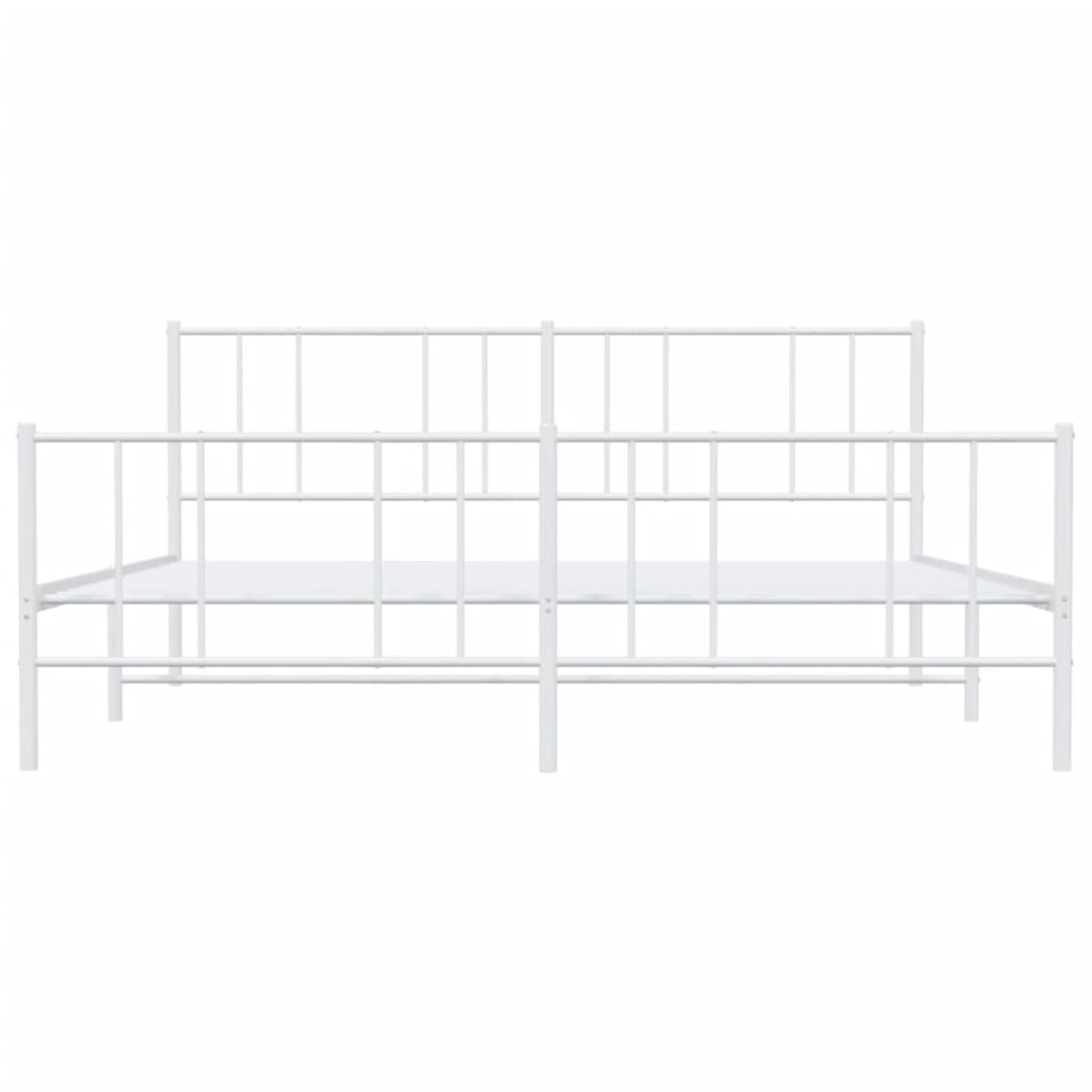 vidaXL Metal Bed Frame without Mattress with Footboard White 200x200cm 6