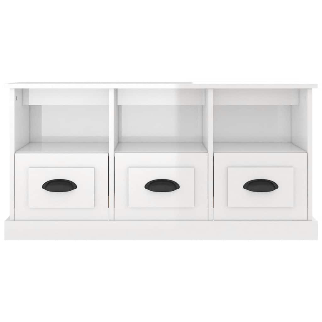 vidaXL TV Cabinet High Gloss White 100x35x50 cm Engineered Wood 6