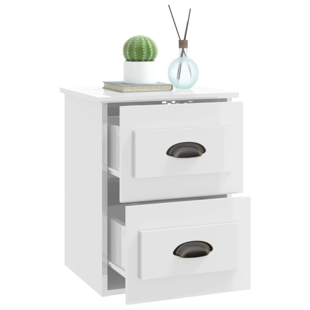 vidaXL Wall-mounted Bedside Cabinets 2 pcs High Gloss White 41.5x36x53cm 6