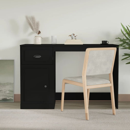 Desk with Drawer 115x50x75 cm Engineered Wood Black