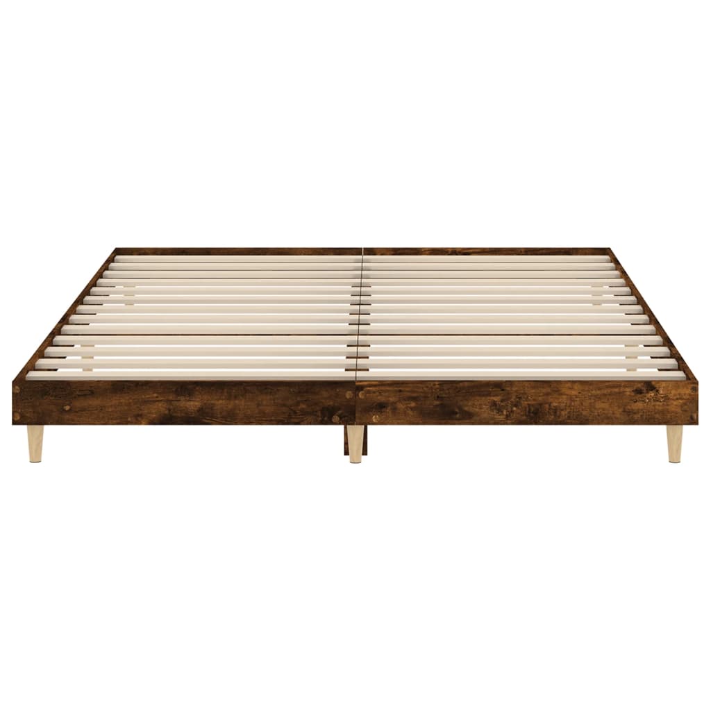 vidaXL Bed Frame without Mattress Smoked Oak 140x200 cm Engineered Wood 6