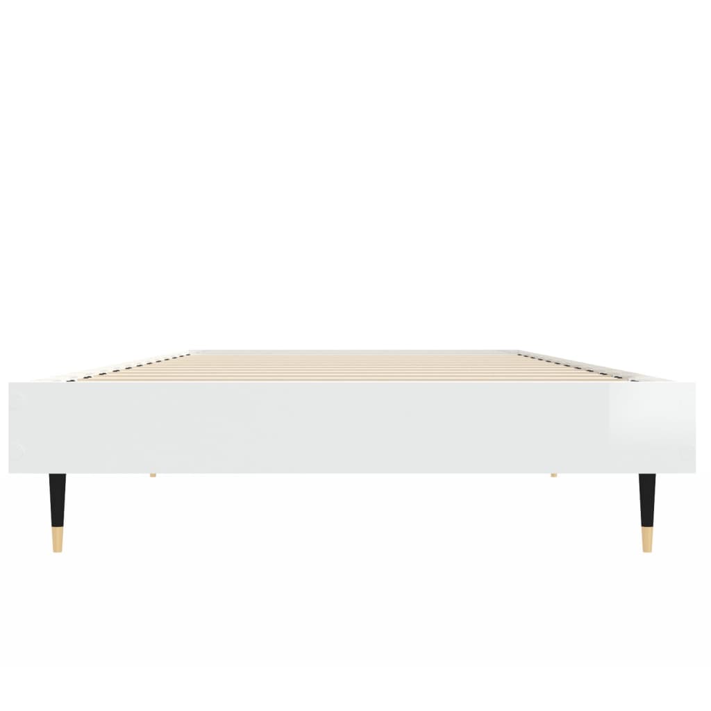 vidaXL Bed Frame without Mattress High Gloss White 75x190 cm Small Single 6
