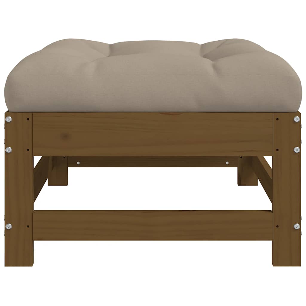 vidaXL Garden Footstool with Cushion Honey Brown Solid Wood Pine 6