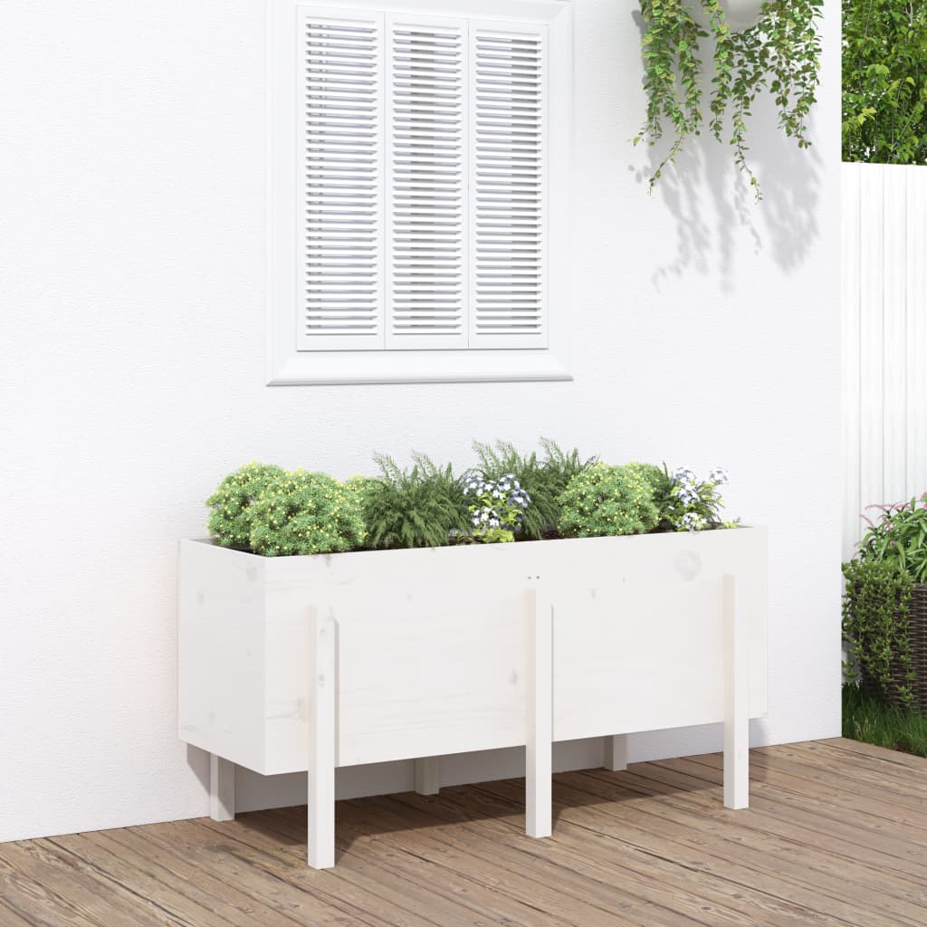 Garden Raised Bed Solid Wood Pine Depth 50 cm White pine 121 cm