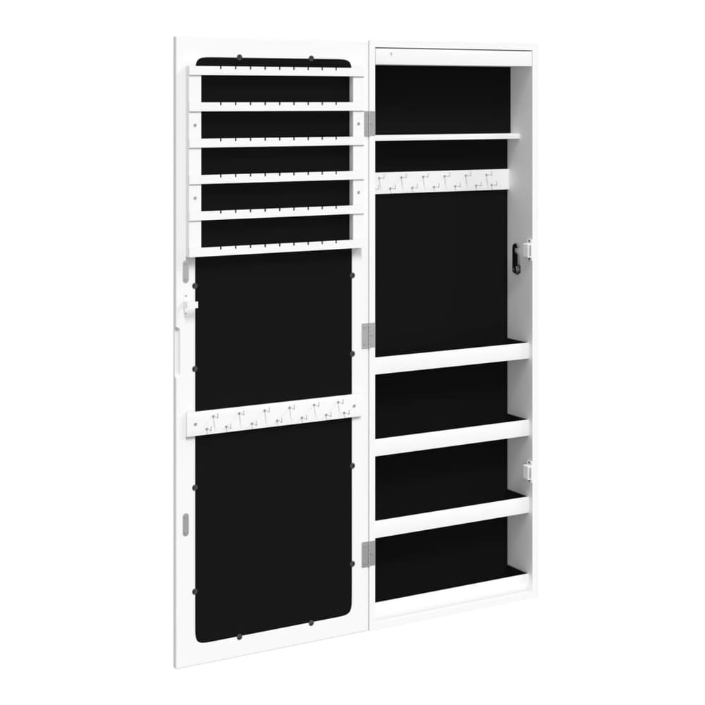 Mirror Jewellery Cabinet with LED Lights Wall Mounted White