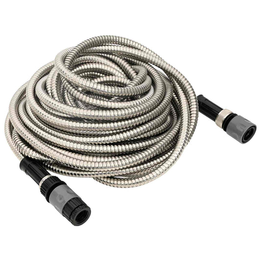 Garden Hose with Spray Nozzle Silver 0,6" Stainless Steel 22.5 m