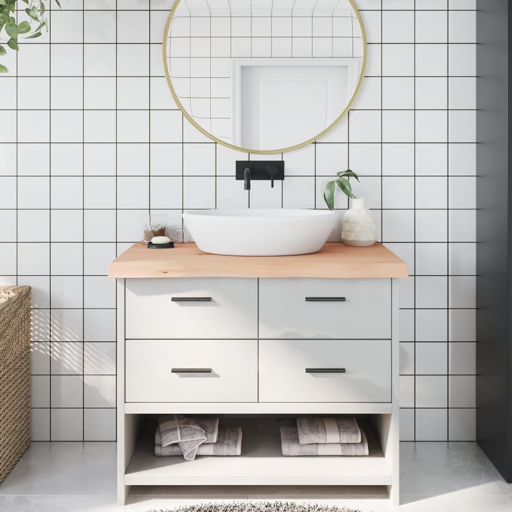 Bathroom Countertop 40x50x(2-6) Untreated Solid Wood Natural 100 cm
