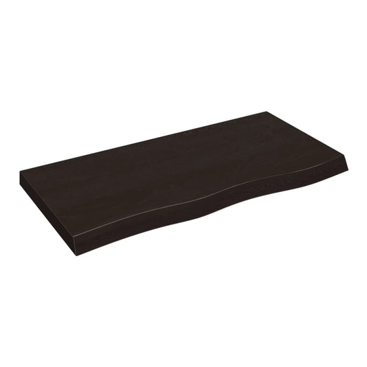 Bathroom Countertop 100x50x(2-6) Solid Wood Dark brown Height 6 cm Depth 50 cm 100 cm