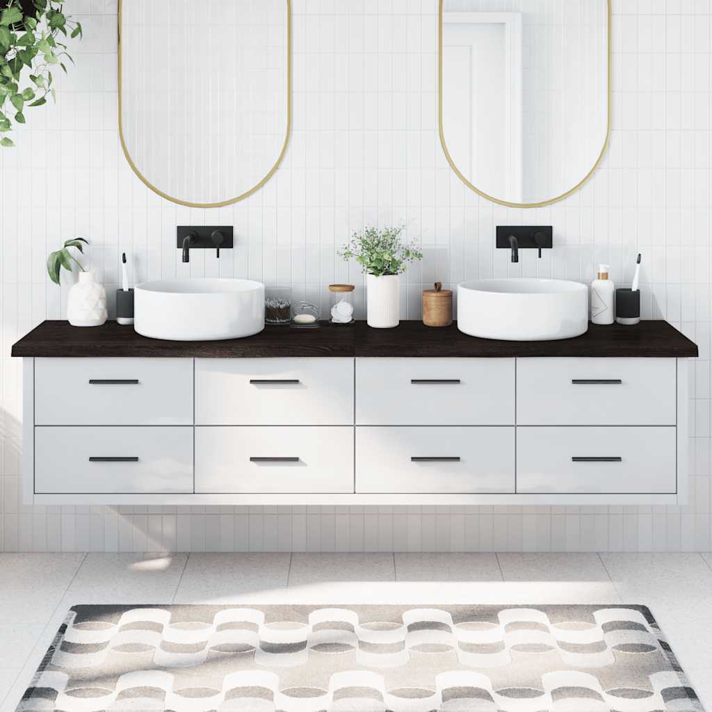 vidaXL Bathroom Countertop 100x50x(2-4) Solid Wood Dark Brown