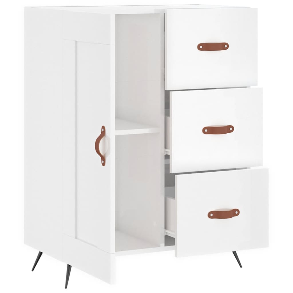 vidaXL Sideboard High Gloss White 69.5x34x90 cm Engineered Wood 6