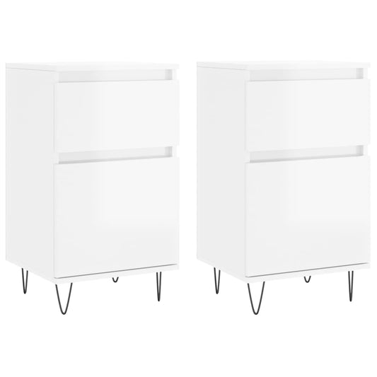 vidaXL Sideboards 2 pcs High Gloss White 40x35x70 cm Engineered Wood 2