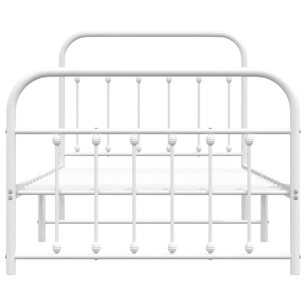vidaXL Metal Bed Frame without Mattress with Footboard White 100x190cm 6