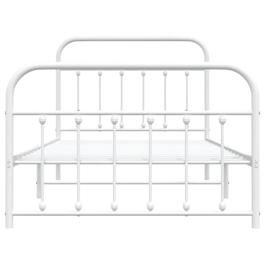 vidaXL Metal Bed Frame without Mattress with Footboard White 107x203cm 6