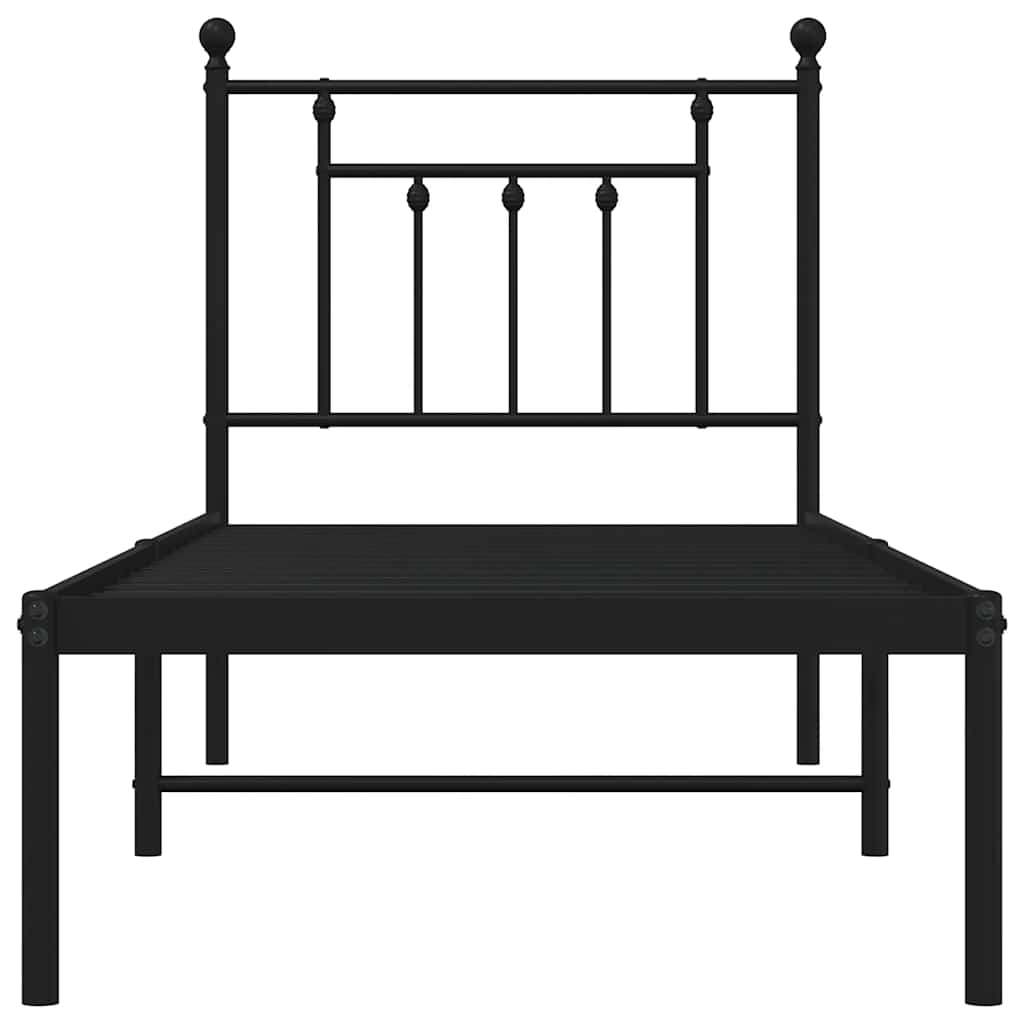 vidaXL Metal Bed Frame without Mattress with Headboard Black 75x190cm 6